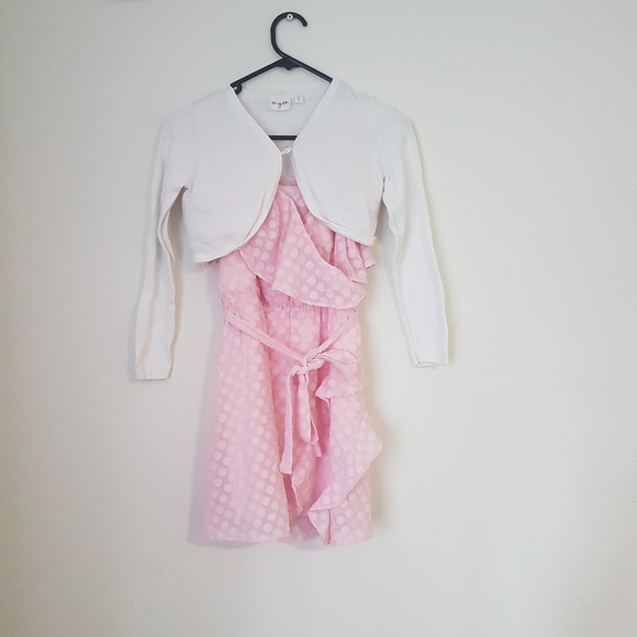 Bardot Junior Pink Dress with White Cardigan Origami Brand - Picture 3 of 3